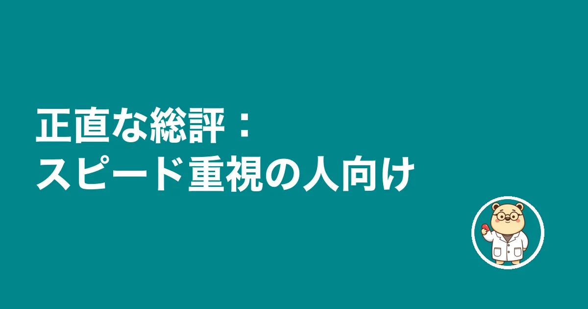 正直な総評：スピード重視の人向け